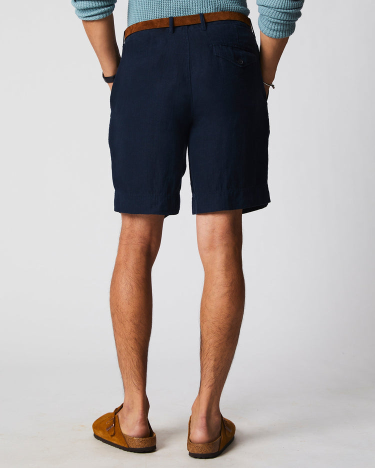 Men’s Linen Moore Short in Carbon Blue