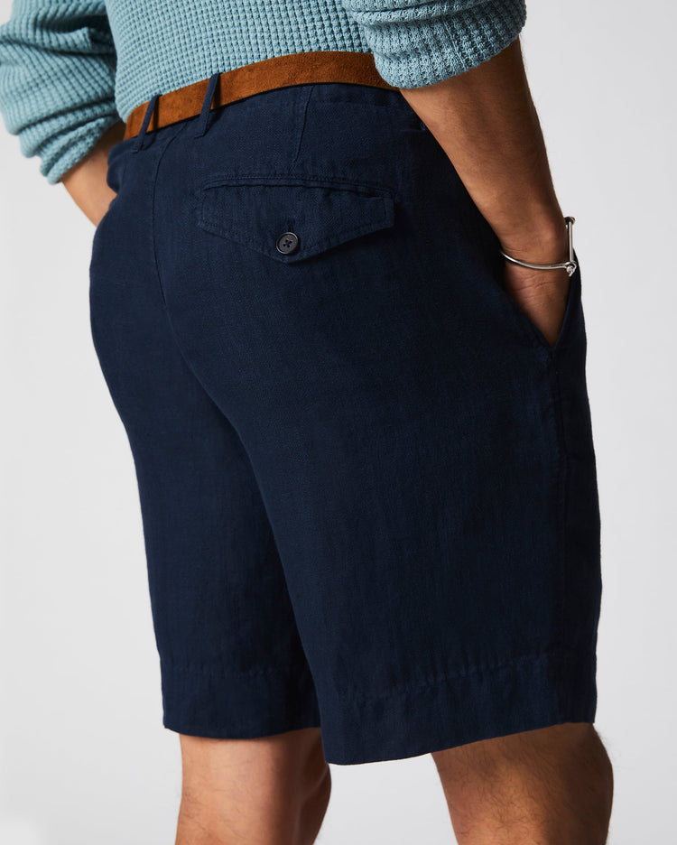 Men’s Linen Moore Short in Carbon Blue