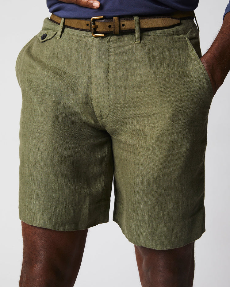 Men’s Linen Moore Short in Olive