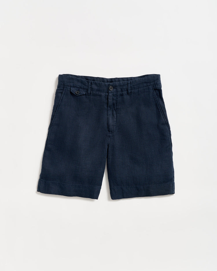 Men’s Linen Moore Short in Carbon Blue