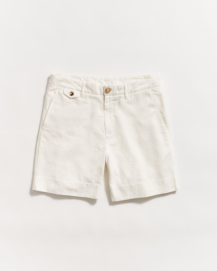 Men’s Slub Cotton Short in Tinted White