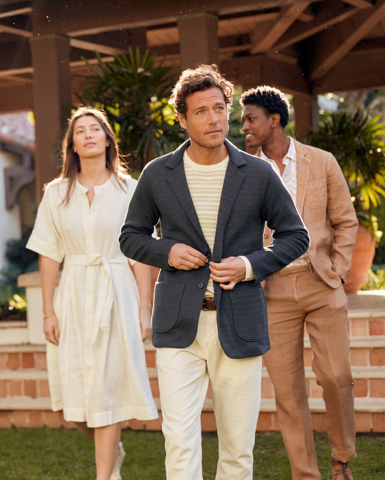 Ottoman Knit Sport Coat in Carbon Blue