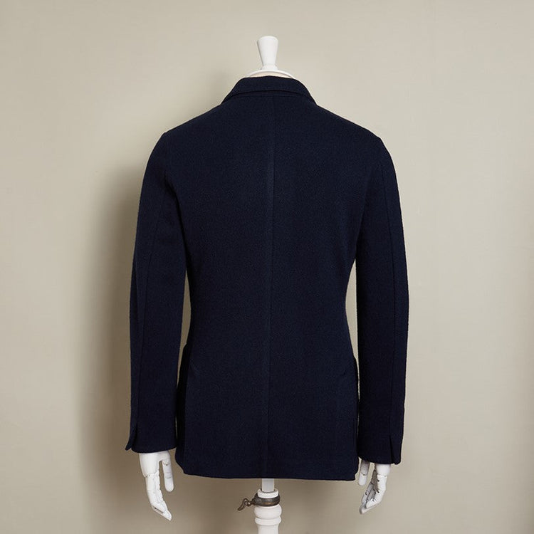 Single Breasted Cashmere Blend Knitted Blazer In Navy