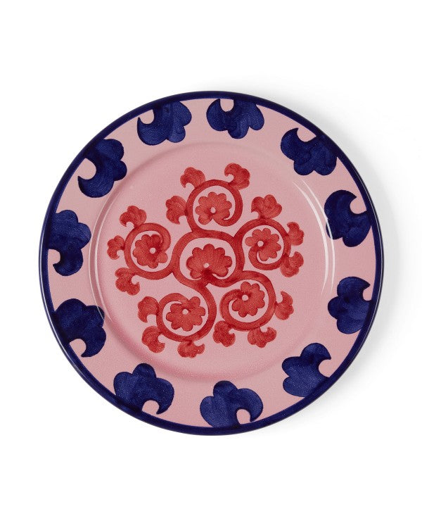Flower Charger Plate in Pink, Blue, & Red