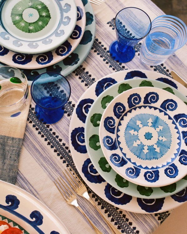 Sun Dessert Plate in White & Blue