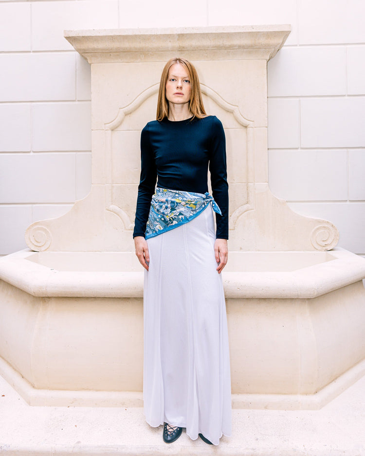 Semi-Sheer Olivia Skirt in Blanc