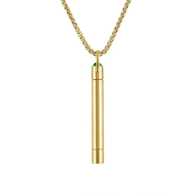 Stash Pendant 18k Yellow Gold with Cabochon Emerald
