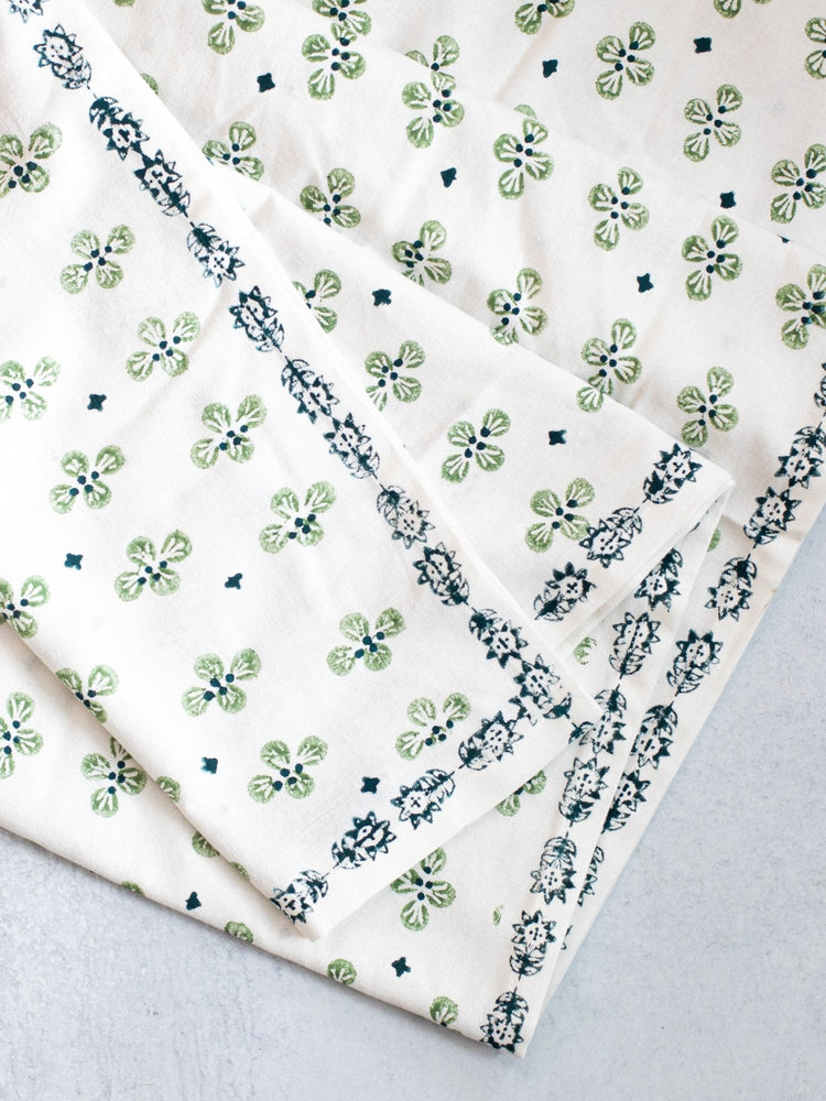 Table Throw (Ivory) in Dogwood Blossom, Sage & Midnight