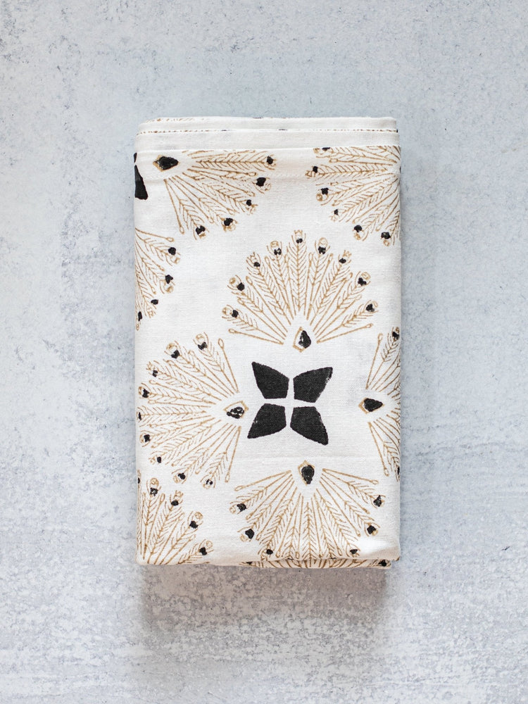 Table Throw (Ivory) in Peacock Paradise, Chai & Black