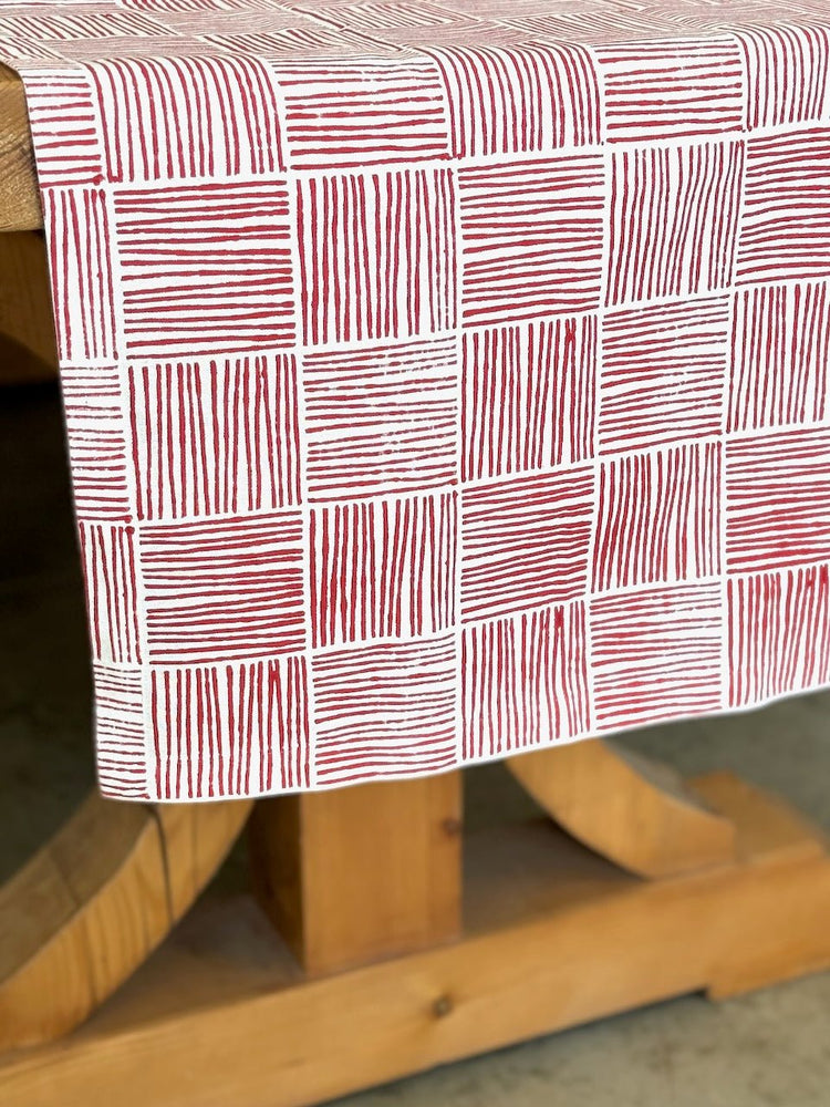 Table Throw in Striped, Red