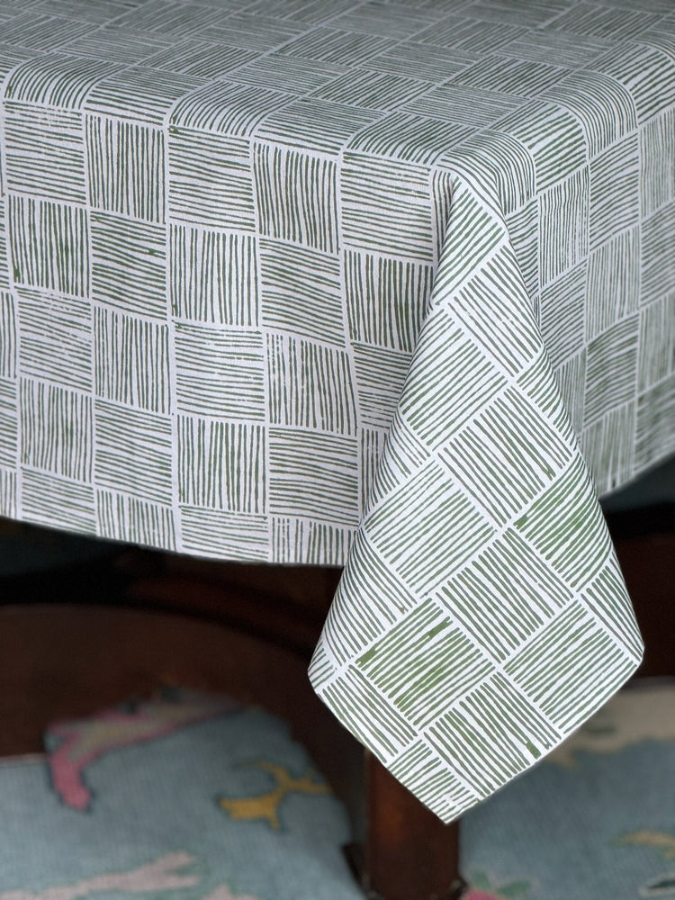 Table Throw in Striped, Sage