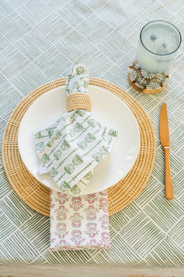 Table Throw in Striped, Sage