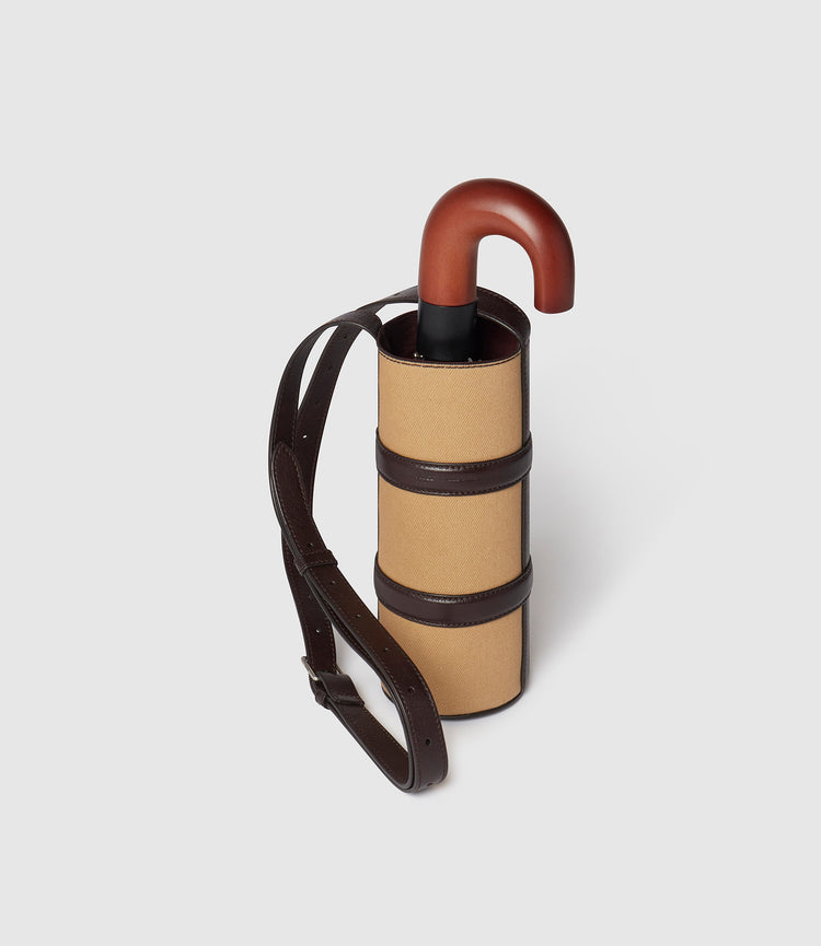 Water Bottle Holder in Twill Sahara with Cioccolato