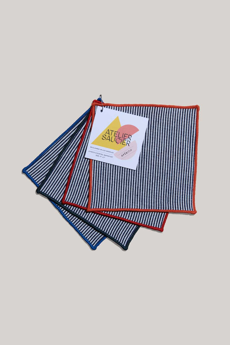 Americana Stripe Cocktail Napkin, Set of Four