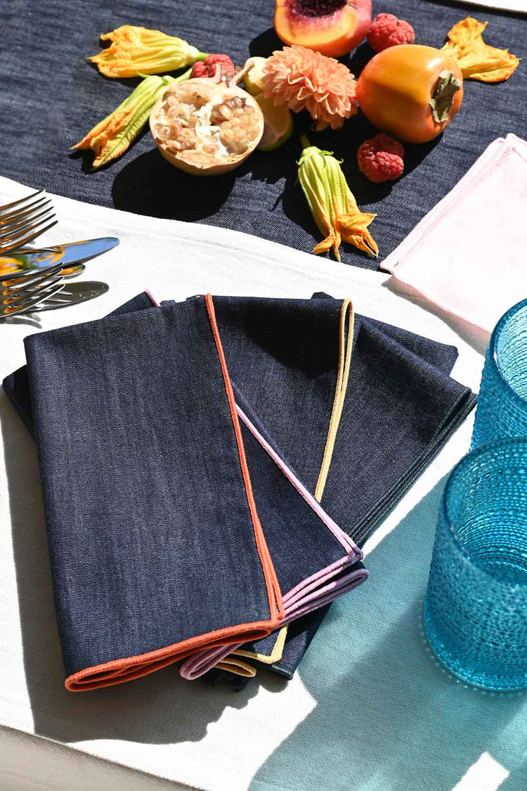 Rainbow Denim Napkin, Set of Four