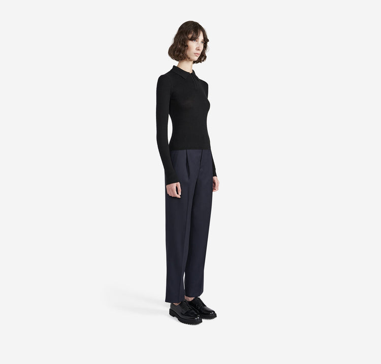Odette Quarter Zip Polo in Black