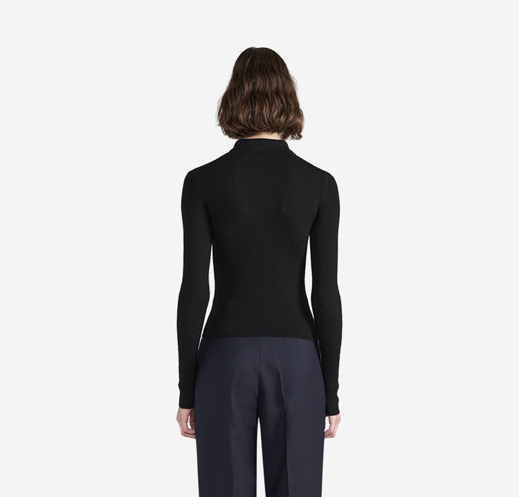 Odette Quarter Zip Polo in Black