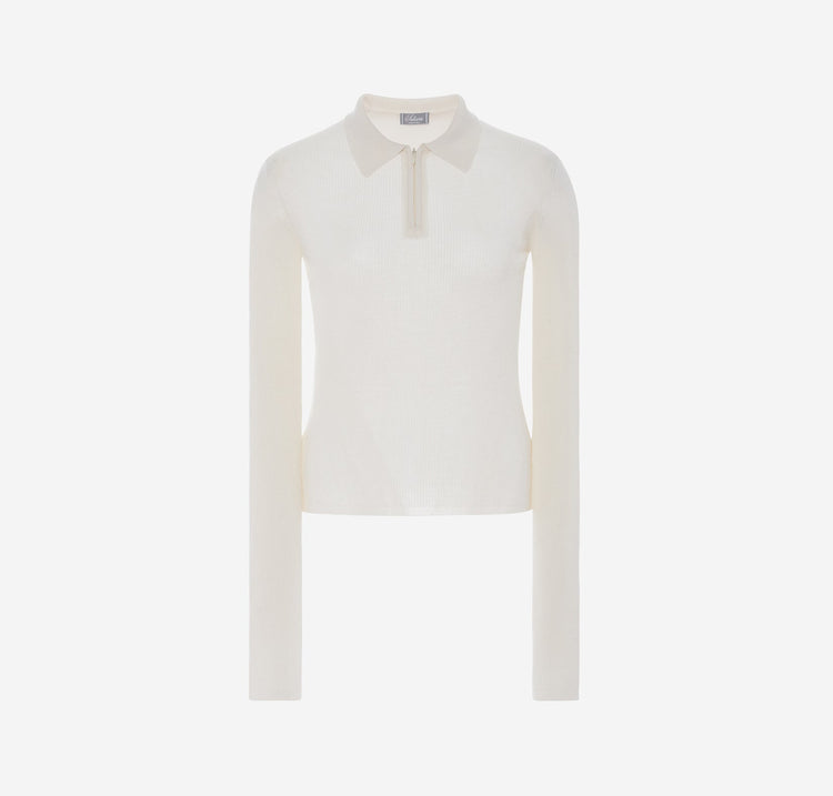 Odette Quarter Zip Polo in White
