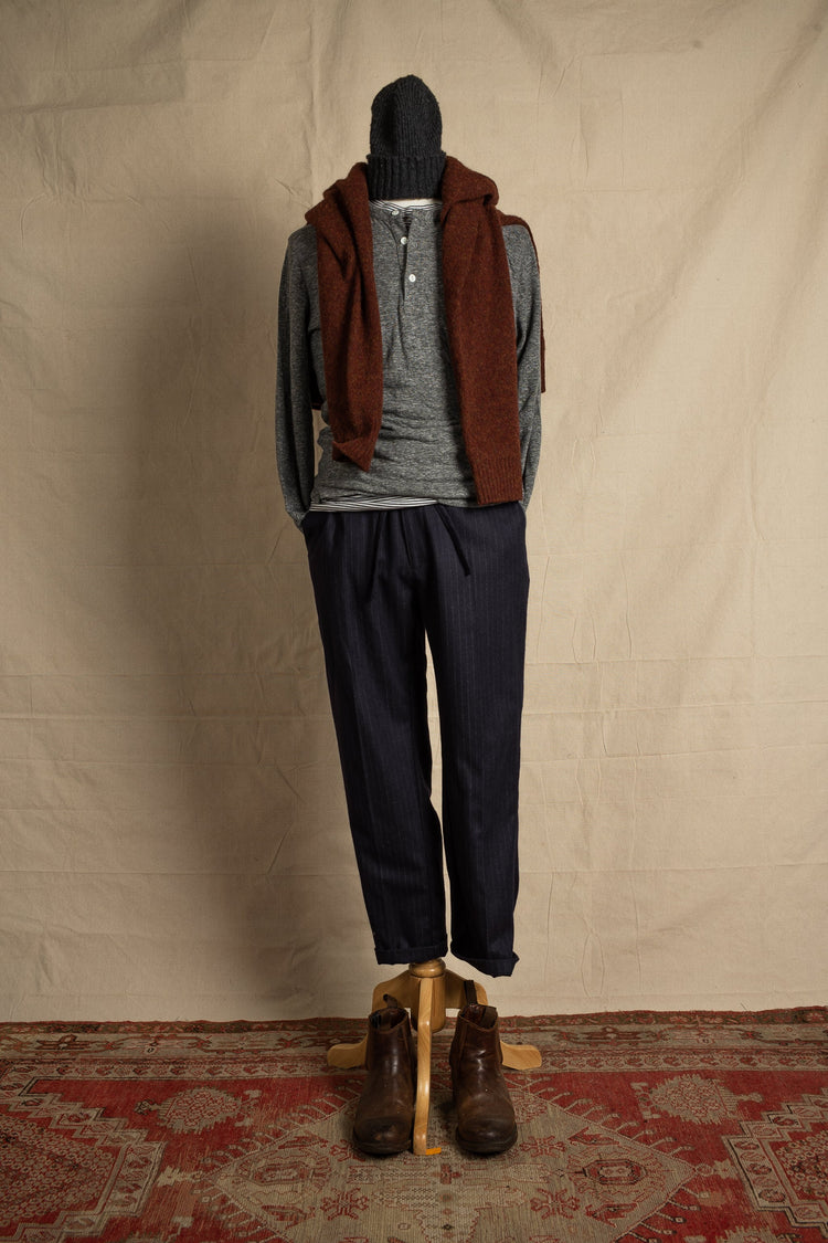 Fields Double Knit Henley in Grey Heather