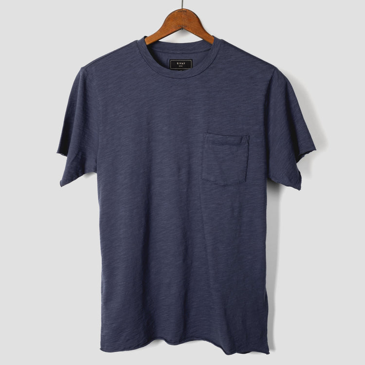 Pocket Cotton Tee in French Blue
