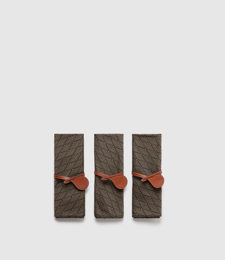 Napkin Rings in Buffalo Cognac, Set of 10