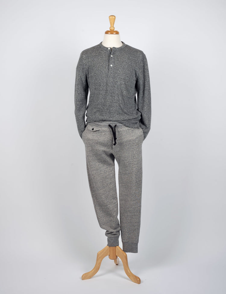 Fields Double Knit Henley in Grey Heather