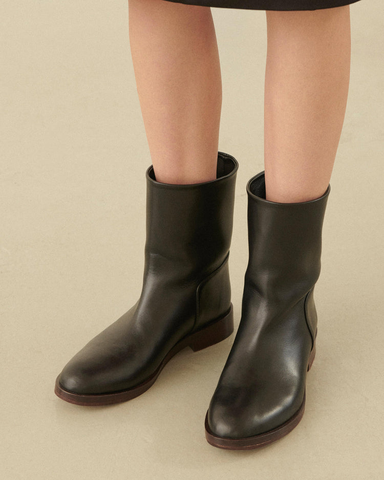 Margaux Leather Ankle Boots in Black