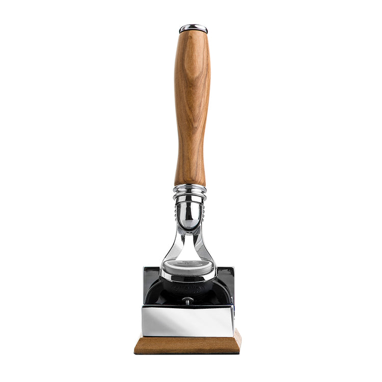 Olive Wood Fusion Razor and Base