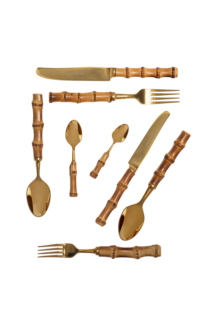 Angra Gold-Plated Bamboo Flatware Set