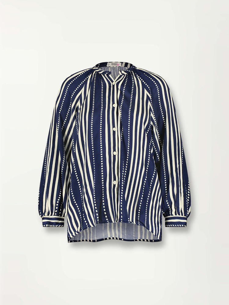 Mita Button Up Blouse in Eshe Navy