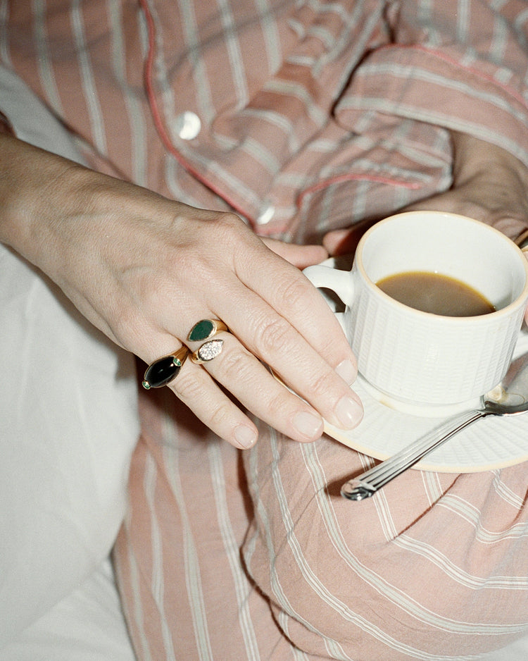 Moi et Toi Pave Diamond and Enamel Ring