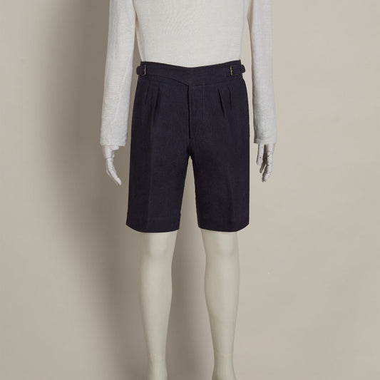 Irish Linen Gurkha Shorts in Navy