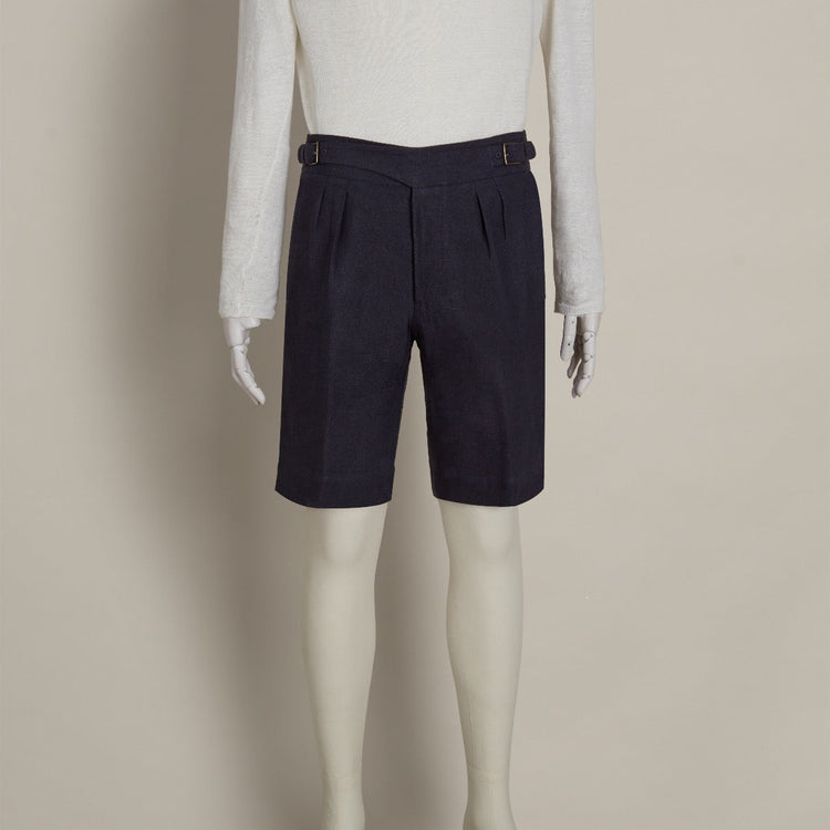 Irish Linen Gurkha Shorts in Navy
