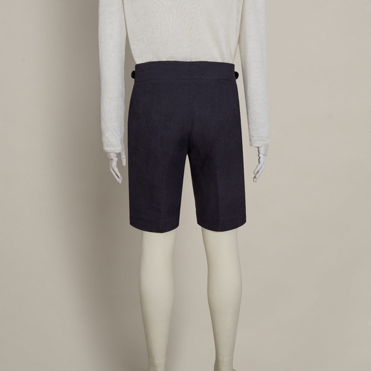Irish Linen Gurkha Shorts in Navy
