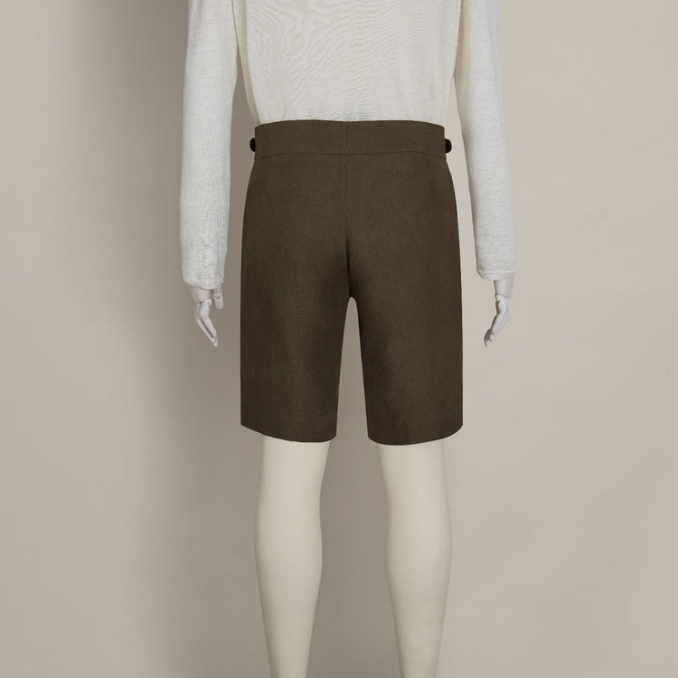 Irish Linen Gurkha Shorts in Khaki