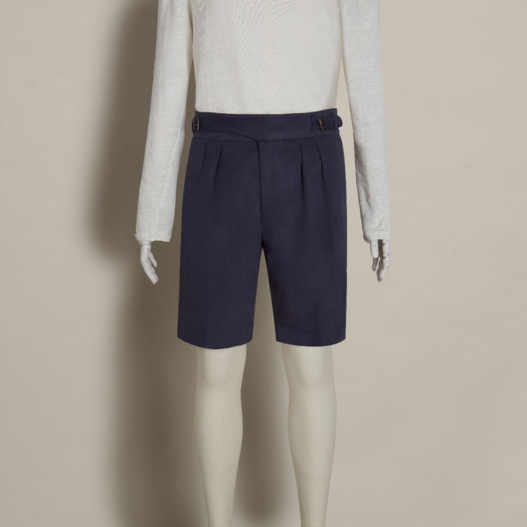Brushed Cotton Gurkha Shorts in Navy