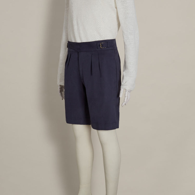 Brushed Cotton Gurkha Shorts in Navy