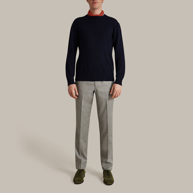 Soft Extrafine Merino Wool Sweater in Dark Navy