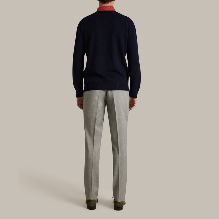 Soft Extrafine Merino Wool Sweater in Dark Navy
