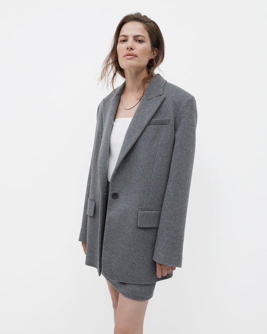 Tailored Cashmere Jacket in Medium Melange Grey