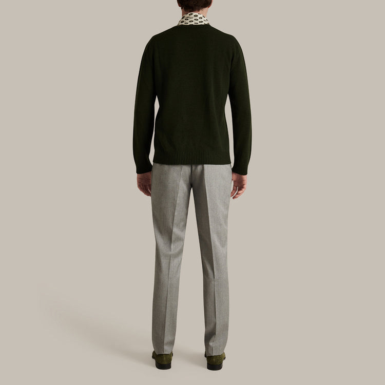 Soft Extrafine Merino Wool Sweater in Khaki