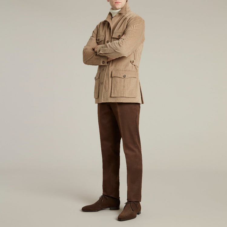 Heavy Drill Cotton Travel Jacket in Taupe