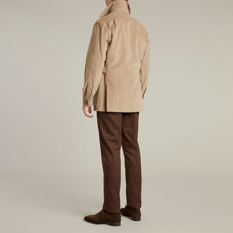 Heavy Drill Cotton Travel Jacket in Taupe