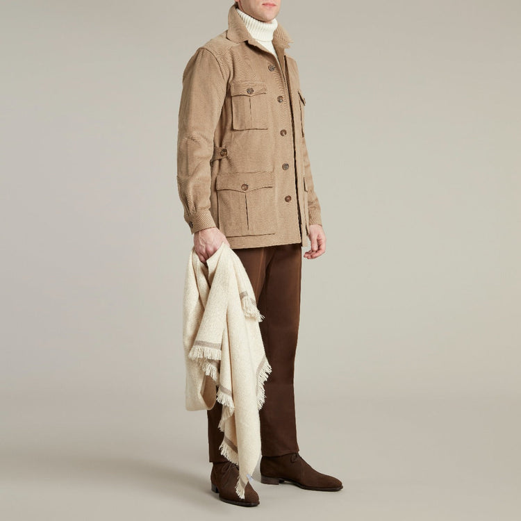 Heavy Drill Cotton Travel Jacket in Taupe