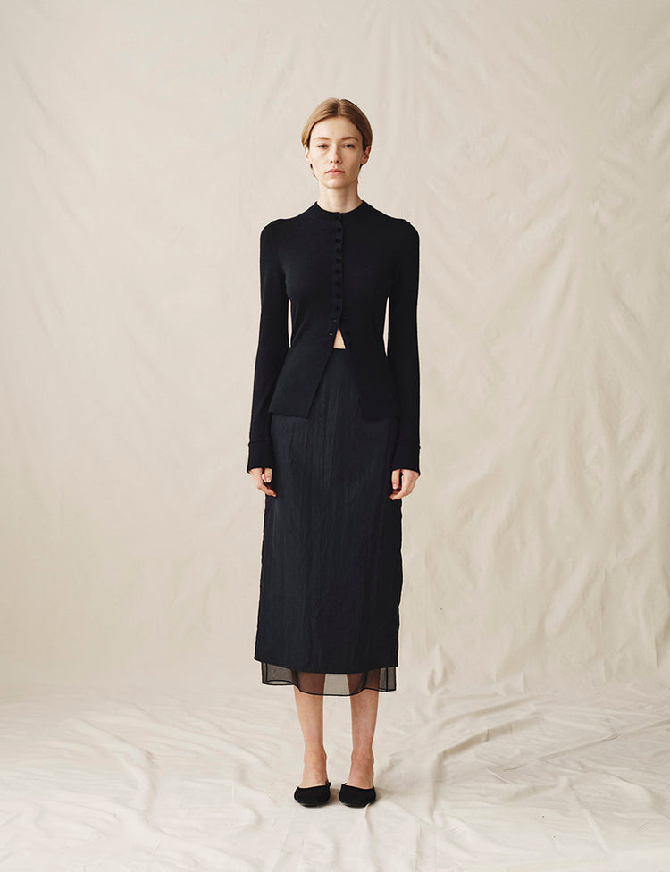 The Sculpted Cardigan In Silk Cashmere