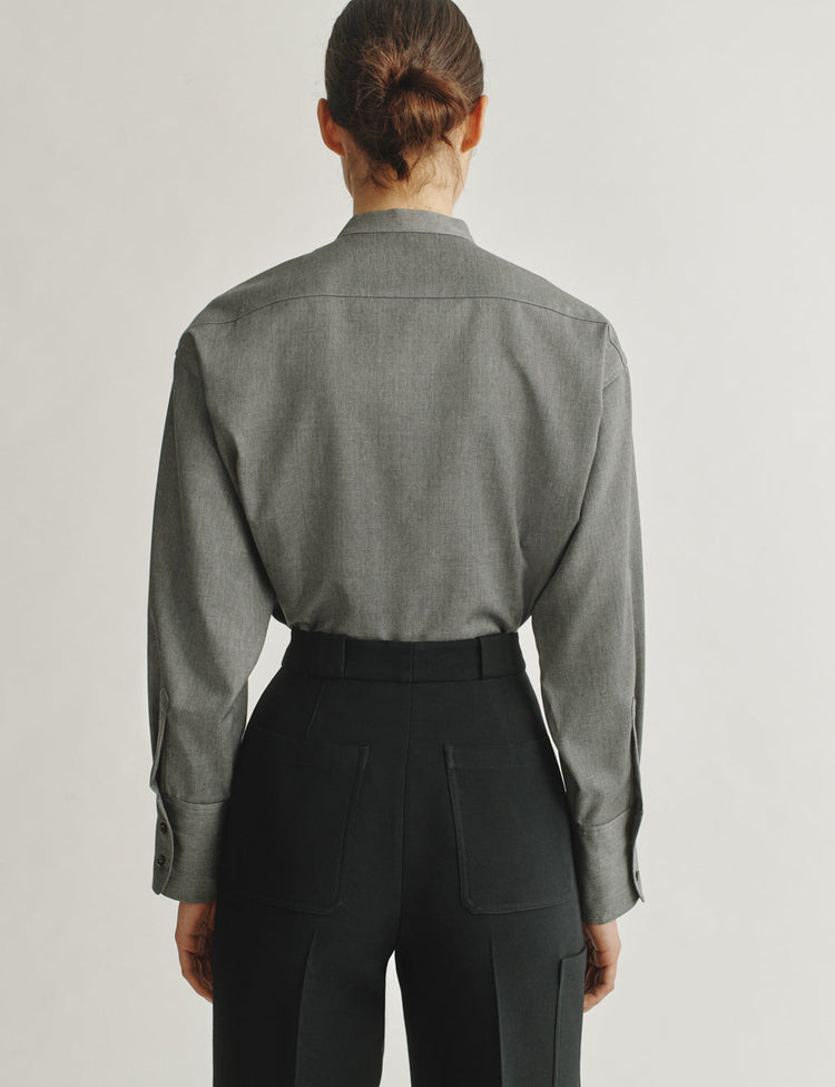 The Oversized Shirt in Lightweight Mélange Wool