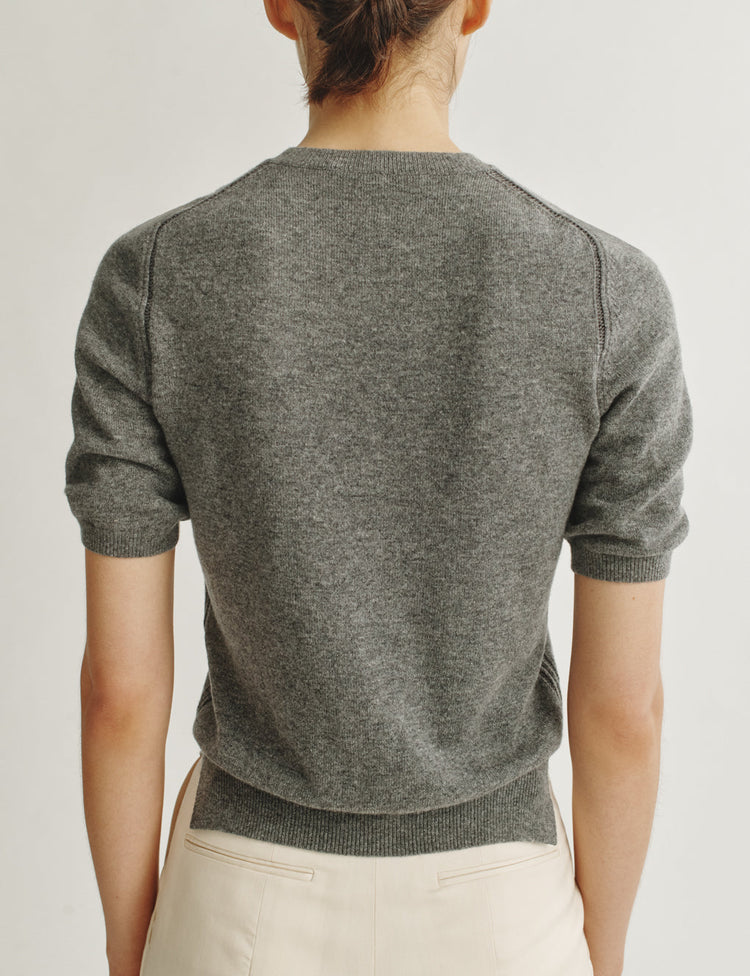 The Dez Sweater in Wool and Cashmere in Heather Grey