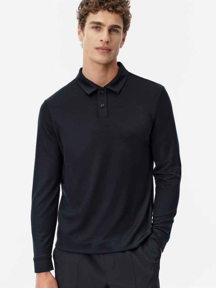 Wool Long-Sleeve Polo