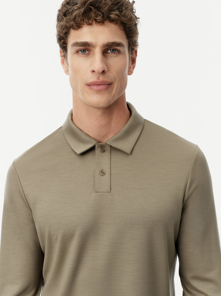 Wool Long-Sleeve Polo