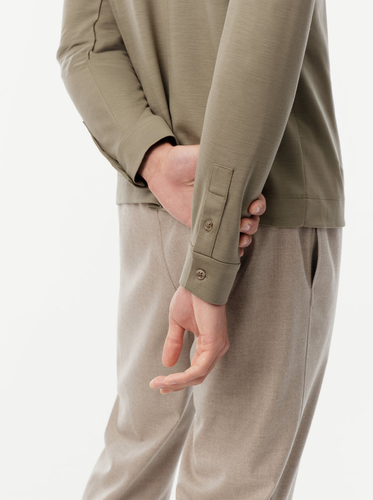 Wool Long-Sleeve Polo